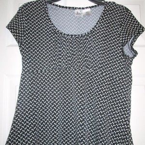 Duo Maternity Cap Sleeve Polka Dot Black Top Sz M